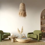 GLOBOSTAR® PORTOFERRAIO 02170 Boho Κρεμαστό Φωτιστικό Οροφής με Ντουί 1 x E27 AC 220-240V IP20 - Μπεζ - Μ30 x Π30 x Υ70cm