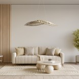 GLOBOSTAR® NANI 02285 Μοντέρνο Κρεμαστό Φωτιστικό Οροφής LED 36W 2880lm 120° AC 220-240V IP20 Φυσικό Λευκό 4500K - Lumileds SMD Chip - Μπεζ - Μ120 x Π48 x Υ18cm - 2 Χρόνια Εγγύηση