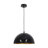GloboStar® MEDEA 01004 Μοντέρνο Κρεμαστό Φωτιστικό Καμπάνα Μονόφωτο 1 x E27 IP20 Μαύρο & Χρυσό Μέταλλο - Μ30 x Π30 x Y16cm