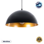 GloboStar® LUNE 01341 Μοντέρνο Κρεμαστό Φωτιστικό Καμπάνα Μονόφωτο 1 x E27 IP20 Μαύρο & Χρυσό Μέταλλο - Μ40 x Π40 x Υ20cm