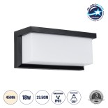 GLOBOSTAR® CITYSCAPE 60699 Φωτιστικό Τοίχου - Απλίκα Εσωτερικού/Εξωτερικού Χώρου LED 18W 1890lm 120° AC175-265V Αδιάβροχο IP65 - Πλαστικό Σώμα - Φυσικό λευκό 4500K - Μ23.5 x Π11 x Υ10cm - Μαύρο - Bridgelux Chip - 3 Χρόνια Εγγύηση