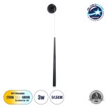 GloboStar® TEARS 61315 Φωτιστικό Τοίχου - Απλίκα Design LED CCT 3W 330lm 180° AC 220-240V - Εναλλαγή Φωτισμού μέσω Διακόπτη On/Off All In One Ψυχρό 6000k+Φυσικό 4500k+Θερμό 2700k Φ3.2 x Υ51.5cm - Μαύρο - 3 Years Warranty