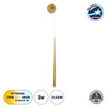 GLOBOSTAR® TEARS 61316 Μοντέρνο Φωτιστικό Τοίχου - Απλίκα LED 3W 300lm 180° AC 220-240V IP20 Ρυθμιζόμενο Λευκό CCT με On/Off 2700K/4500K/6000K - Lumileds SMD Chip - Χρυσό Βούρτσας - Μ3.2 x Π3.2 x Υ51.5cm - 3 Χρόνια Εγγύηση