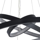 GLOBOSTAR® DIAMOND TRIO 61523-DECO Μοντέρνο Κρεμαστό Φωτιστικό Οροφής LED 100W 10000lm 360° AC 220-240V IP20 Ρυθμιζόμενο Λευκό CCT με Χειριστήριο από 2700K έως 6000K Dimmable - Lumileds SMD Chip - Μαύρο Ματ - Μ90 x Π90 x Υ90cm - 3 Χρόνια Εγγύηση