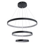 GLOBOSTAR® DIAMOND TRIO 61523-DECO Μοντέρνο Κρεμαστό Φωτιστικό Οροφής LED 100W 10000lm 360° AC 220-240V IP20 Ρυθμιζόμενο Λευκό CCT με Χειριστήριο από 2700K έως 6000K Dimmable - Lumileds SMD Chip - Μαύρο Ματ - Μ90 x Π90 x Υ90cm - 3 Χρόνια Εγγύηση