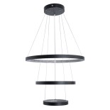 GLOBOSTAR® DIAMOND TRIO 61523-DECO Μοντέρνο Κρεμαστό Φωτιστικό Οροφής LED 100W 10000lm 360° AC 220-240V IP20 Ρυθμιζόμενο Λευκό CCT με Χειριστήριο από 2700K έως 6000K Dimmable - Lumileds SMD Chip - Μαύρο Ματ - Μ90 x Π90 x Υ90cm - 3 Χρόνια Εγγύηση