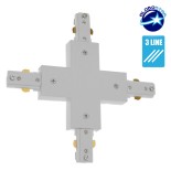 GloboStar S-40051 Διφασικός Connector 3 Καλωδίων Συνδεσμολογίας Cross (+) για Λευκή Ράγα Οροφής