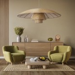 GLOBOSTAR® ZORA 02140 Boho Κρεμαστό Φωτιστικό Οροφής με Ντουί 1 x E27 AC 220-240V IP20 - Μπεζ - Μ120 x Π120 x Υ40cm