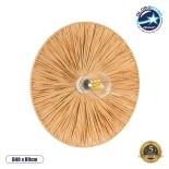 GloboStar® COLOMBO 02277 Boho Φωτιστικό Τοίχου - Απλίκα Μονόφωτο 1 x E27 AC 220-240V IP20 - Φ40 x Υ4.5cm - Μπεζ Καφέ Φυσική Ράφια Άχυρο Πλέγμα
