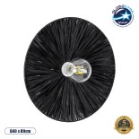 GloboStar® COLOMBO 02279 Boho Επιτοίχιο Φωτιστικό Απλίκα Μονόφωτο 1 x E27 IP20 Μαύρη Raffia - Μ40 x Π40 x Υ9cm