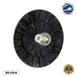 GloboStar® COLOMBO 02280 Boho Φωτιστικό Τοίχου - Απλίκα Μονόφωτο 1 x E27 AC 220-240V IP20 - Φ40 x Υ4.5cm - Μαύρη Φυσική Ράφια Άχυρο Πλέγμα