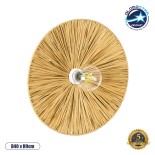 GloboStar® COLOMBO 02283 Boho Φωτιστικό Τοίχου - Απλίκα Μονόφωτο 1 x E27 AC 220-240V IP20 - Φ40 x Υ4.5cm - Μπεζ Καφέ Φυσική Ράφια Άχυρο Πλέγμα