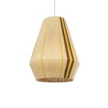 GloboStar® SALERNO 02334 Boho Κρεμαστό Φωτιστικό Καμπάνα Μονόφωτο 1 x E27 IP20 Μπεζ, Καφέ & Κίτρινο Βαμβακερό Νήμα - Μ50 x Π50 x Υ60cm