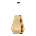GloboStar® SALERNO 02334 Boho Κρεμαστό Φωτιστικό Καμπάνα Μονόφωτο 1 x E27 IP20 Μπεζ, Καφέ & Κίτρινο Βαμβακερό Νήμα - Μ50 x Π50 x Υ60cm