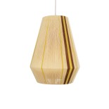 GloboStar® SALERNO 02334 Boho Κρεμαστό Φωτιστικό Καμπάνα Μονόφωτο 1 x E27 IP20 Μπεζ, Καφέ & Κίτρινο Βαμβακερό Νήμα - Μ50 x Π50 x Υ60cm