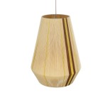 GloboStar® SALERNO 02334 Boho Κρεμαστό Φωτιστικό Καμπάνα Μονόφωτο 1 x E27 IP20 Μπεζ, Καφέ & Κίτρινο Βαμβακερό Νήμα - Μ50 x Π50 x Υ60cm