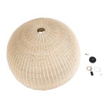 GloboStar® MONTANA 02380 Boho Κρεμαστό Φωτιστικό Καμπάνα Μονόφωτο 1 x E27 IP20 Μπεζ Ξύλο - Μ120 x Π120 x Υ60cm
