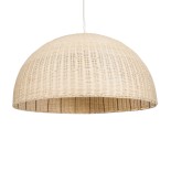 GloboStar® MONTANA 02380 Boho Κρεμαστό Φωτιστικό Καμπάνα Μονόφωτο 1 x E27 IP20 Μπεζ Ξύλο - Μ120 x Π120 x Υ60cm
