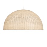 GloboStar® MONTANA 02380 Boho Κρεμαστό Φωτιστικό Καμπάνα Μονόφωτο 1 x E27 IP20 Μπεζ Ξύλο - Μ120 x Π120 x Υ60cm