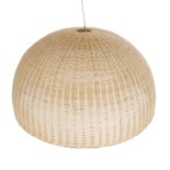 GloboStar® MONTANA 02380 Boho Κρεμαστό Φωτιστικό Καμπάνα Μονόφωτο 1 x E27 IP20 Μπεζ Ξύλο - Μ120 x Π120 x Υ60cm