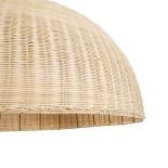 GloboStar® MONTANA 02380 Boho Κρεμαστό Φωτιστικό Καμπάνα Μονόφωτο 1 x E27 IP20 Μπεζ Ξύλο - Μ120 x Π120 x Υ60cm