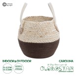 GloboStar® Artificial Garden CAROLINA 20579 Διακοσμητικό Πλεκτό Κασπώ Γλάστρα - Flower Pot Μπεζ με Καφέ και Λευκό Φ27 x Υ26cm
