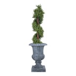 GloboStar® Artificial Garden ALCAZAR 20777 Επιδαπέδιο Πολυεστερικό Τσιμεντένιο Κασπώ Γλάστρα - Flower Pot Γκρι Φ51 x Υ71cm