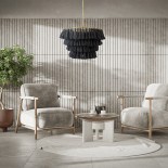 GLOBOSTAR® MISSOULA 02091 Boho Κρεμαστό Φωτιστικό Οροφής με Ντουί 1 x E27 AC 220-240V IP20 - Μαύρο & Χρυσό - Μ60 x Π60 x Υ40cm