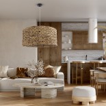 GLOBOSTAR® MANGATA 01849 Boho Κρεμαστό Φωτιστικό Οροφής με Ντουί 1 x E27 AC 220-240V IP20 - Καφέ - Μ60 x Π60 x Υ28cm