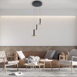 GLOBOSTAR® ZANE 60934 Μοντέρνο Κρεμαστό Φωτιστικό Οροφής LED 54W 6048lm 120° AC 220-240V IP20 Ρυθμιζόμενο Λευκό CCT με Χειριστήριο από 2700K έως 6000K Dimmable - Lumileds SMD Chip - Μαύρο Ματ & Χρυσό - Μ40 x Π40 x Υ20cm - 3 Χρόνια Εγγύηση