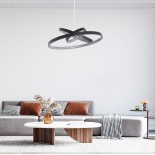 GLOBOSTAR® DIAMOND TRIO 61523-DECO Μοντέρνο Κρεμαστό Φωτιστικό Οροφής LED 100W 10000lm 360° AC 220-240V IP20 Ρυθμιζόμενο Λευκό CCT με Χειριστήριο από 2700K έως 6000K Dimmable - Lumileds SMD Chip - Μαύρο Ματ - Μ90 x Π90 x Υ90cm - 3 Χρόνια Εγγύηση
