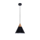 GLOBOSTAR® SHADE 00906 Μοντέρνο Κρεμαστό Φωτιστικό Οροφής με Ντουί 1 x E27 AC 220-240V IP20 - Μαύρο & Μπεζ - Μ23 x Π23 x Υ22cm