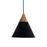 GLOBOSTAR® SHADE 00906 Μοντέρνο Κρεμαστό Φωτιστικό Οροφής με Ντουί 1 x E27 AC 220-240V IP20 - Μαύρο & Μπεζ - Μ23 x Π23 x Υ22cm