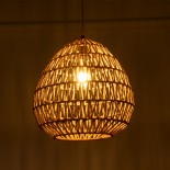GLOBOSTAR® JENSON 00911 Boho Κρεμαστό Φωτιστικό Οροφής με Ντουί 1 x E27 AC 220-240V IP20 - Μπεζ - Μ35 x Π35 x Υ35cm