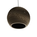 GloboStar® SANTORINI  01289 Vintage Κρεμαστό Φωτιστικό Οροφής Μονόφωτο 3D από Επεξεργασμένο Σκληρό Καφέ Χαρτόνι Καμπάνα Φ40 x Y34cm
