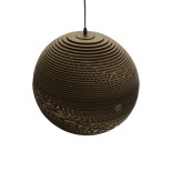 GloboStar® SANTORINI  01289 Vintage Κρεμαστό Φωτιστικό Οροφής Μονόφωτο 3D από Επεξεργασμένο Σκληρό Καφέ Χαρτόνι Καμπάνα Φ40 x Y34cm