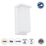 GLOBOSTAR® LOFT 60760 Φωτιστικό Τοίχου - Απλίκα Εσωτερικού/Εξωτερικού Χώρου LED 18W 1890lm 120° AC175-265V Αδιάβροχο IP65 - Πλαστικό Σώμα - Φυσικό λευκό 4500K - Μ24.5 x Π11 x Υ9.5cm - Λευκό - Bridgelux Chip - 3 Χρόνια Εγγύηση