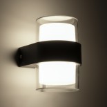 GLOBOSTAR® EMPIRE 60776  Φωτιστικό Τοίχου - Απλίκα Εσωτερικού/Εξωτερικού Χώρου LED 10W 1050lm 120° AC175-265V Αδιάβροχο IP65 - Πλαστικό Σώμα - Φυσικό λευκό 4500K - M10 x Π11 x Υ13.5cm - Μαύρο - Bridgelux Chip - 3 Χρόνια Εγγύηση