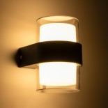 GLOBOSTAR® EMPIRE 60777  Φωτιστικό Τοίχου - Απλίκα Εσωτερικού/Εξωτερικού Χώρου LED 10W 1050lm 120° AC175-265V Αδιάβροχο IP65 - Πλαστικό Σώμα - Θερμό λευκό 2700K - M10 x Π11 x Υ13.5cm - Μαύρο - Bridgelux Chip - 3 Χρόνια Εγγύηση
