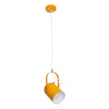GloboStar® HAZEL 00926 Μοντέρνο Κρεμαστό Φωτιστικό Ανάρτηση Μονόφωτο 1 x E27 IP20 Πορτοκαλί, Λευκό & Χρυσό Μέταλλο - Μ12 x Π12 x Υ27cm