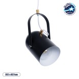 GloboStar® HAZEL 00930 Μοντέρνο Κρεμαστό Φωτιστικό Ανάρτηση Μονόφωτο 1 x E27 IP20 Μαύρο, Άσπρο & Χρυσό Μέταλλο - Μ12 x Π12 x Υ27cm