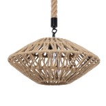 GloboStar® NATHLEN 01187 Vintage Κρεμαστό Φωτιστικό Πλέγμα Μονόφωτο 1 x E27 IP20 Μαύρο Μέταλλο με Μπεζ Σχοινί - Μ40 x Π40 x Υ20cm