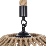 GloboStar® NATHLEN 01187 Vintage Κρεμαστό Φωτιστικό Πλέγμα Μονόφωτο 1 x E27 IP20 Μαύρο Μέταλλο με Μπεζ Σχοινί - Μ40 x Π40 x Υ20cm