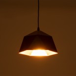 GloboStar® HEXAGON 01194 Μοντέρνο Κρεμαστό Φωτιστικό Καμπάνα Μονόφωτο 1 x E27 IP20 Μαύρο & Χρυσό Μέταλλο - Μ25 x Π25 x Υ15cm