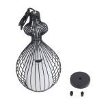 GloboStar® REA 01197 Μοντέρνο Κρεμαστό Φωτιστικό Οροφής Μονόφωτο 1 x E27 Μαύρο Μεταλλικό Πλέγμα με Υφασμάτινο Εσωτερικό Καπέλο Φ21 x Y40cm