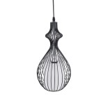 GloboStar® REA 01197 Μοντέρνο Κρεμαστό Φωτιστικό Οροφής Μονόφωτο 1 x E27 Μαύρο Μεταλλικό Πλέγμα με Υφασμάτινο Εσωτερικό Καπέλο Φ21 x Y40cm