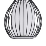 GloboStar® REA 01197 Μοντέρνο Κρεμαστό Φωτιστικό Οροφής Μονόφωτο 1 x E27 Μαύρο Μεταλλικό Πλέγμα με Υφασμάτινο Εσωτερικό Καπέλο Φ21 x Y40cm