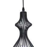 GloboStar® REA 01197 Μοντέρνο Κρεμαστό Φωτιστικό Οροφής Μονόφωτο 1 x E27 Μαύρο Μεταλλικό Πλέγμα με Υφασμάτινο Εσωτερικό Καπέλο Φ21 x Y40cm