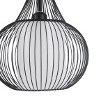 GloboStar® REA 01198 Μοντέρνο Κρεμαστό Φωτιστικό Πλέγμα Μονόφωτο 1 x E27 IP20 Μαύρο Μέταλλο με Λευκό Ύφασμα - Μ30 x Π30 x Υ50cm
