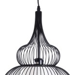 GloboStar® REA 01199 Μοντέρνο Κρεμαστό Φωτιστικό Πλέγμα Μονόφωτο 1 x E27 IP20 Μαύρο Μέταλλο με Λευκό Ύφασμα - Μ31 x Π31 x Υ42cm